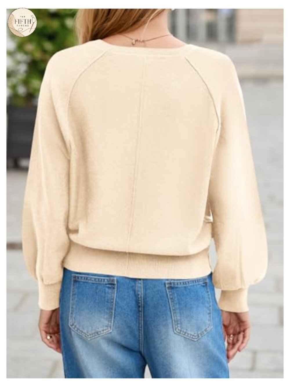 Womens Henley Sweater Loose Knit Pullover Long Sleeve Button Crew Neck - Picture 4 of 6